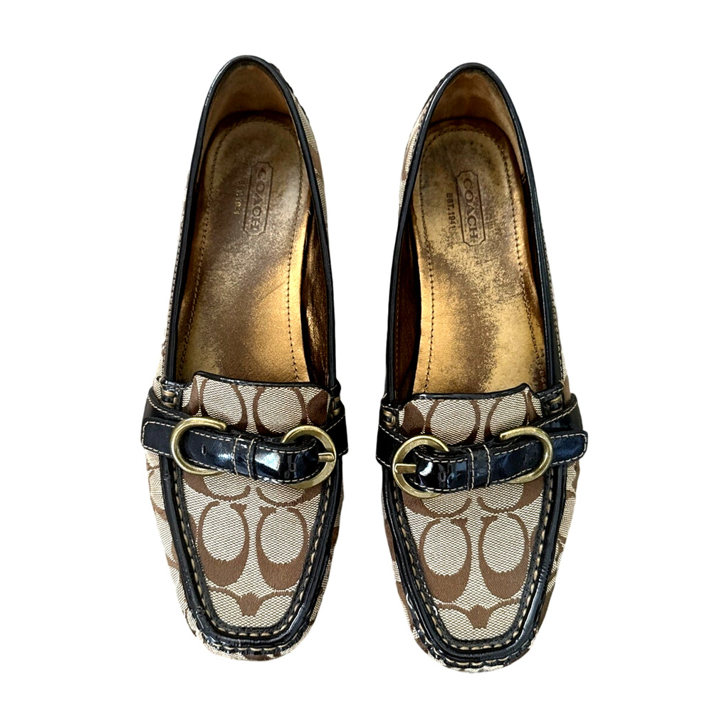 Copied - Coach Signature Sharin Khaki Brown Loafers Size 8.5B EUC